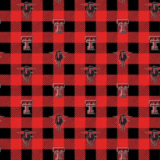 Sykel Enterprises-Texas Tech University Fleece Fabric-Texas Tech Red Raiders Buffalo Plaid Fleece Blanket Fabric-Sold by the yard {1}