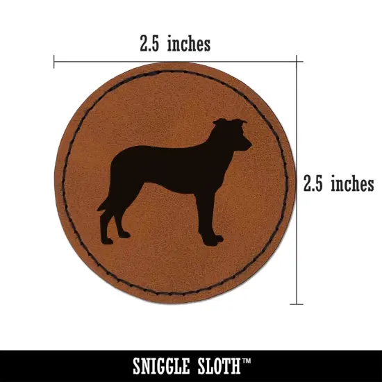 Chinook Dog Solid Round Iron-On Engraved Faux Leather Patch Applique - 2.5" Brown {2}