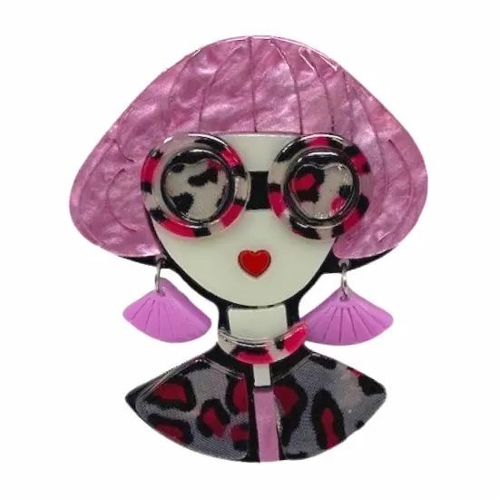 Wrapables Acrylic Fashion Brooch Pin for Sweaters, Coats, Scarves, and Bags, Quirky Pink {1}
