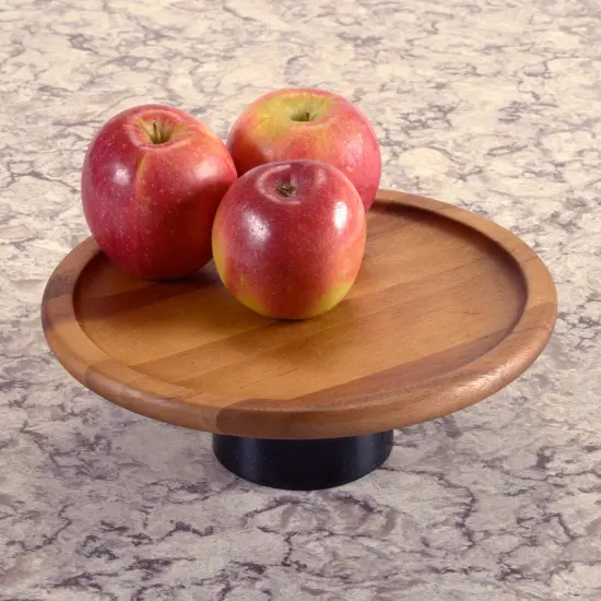 Kalmar Home Cake Stand - Black and Natural Acacia Base in Two Different sizes Black base {2}