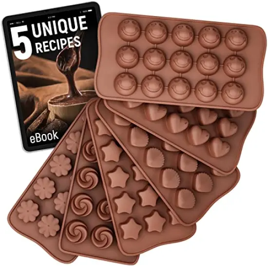6 Pieces Chocolate Molds Silicone Set - Free Recipes Ebook - Food Grade Candy Molds Silicone - Easy to Use Non-Stick Silicone Molds for Candy {2}
