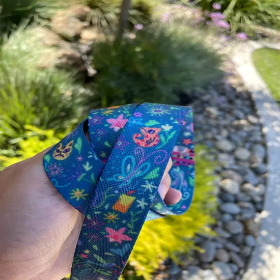 Teal Familia Doodles 1&rdquo; Seatbelt Webbing {1}