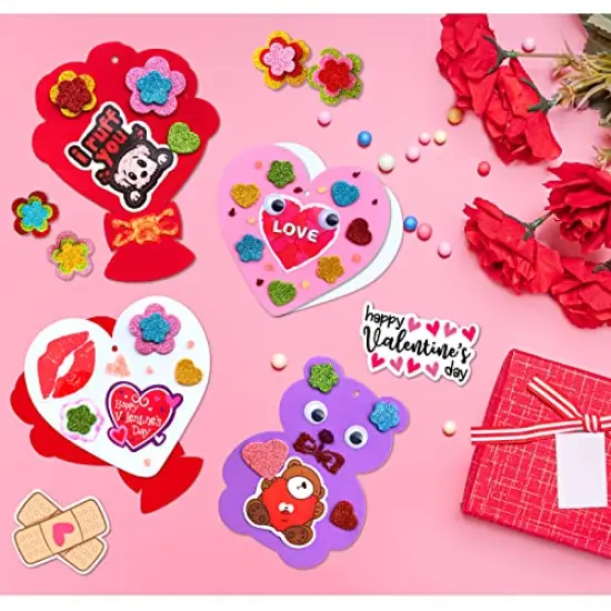Valentines Day Foam Crafts Set, Heart Bear Bouquet Arts and Crafts Kits for Kids, DIY Craft for Preschool Classroom Activity, Ideal Gifts for Boy/Girl or Wedding Anniversary {4}