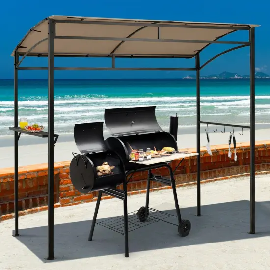 7 x 4.5 Feet Grill Gazebo Outdoor Patio Garden BBQ Canopy Shelter Beige {7}