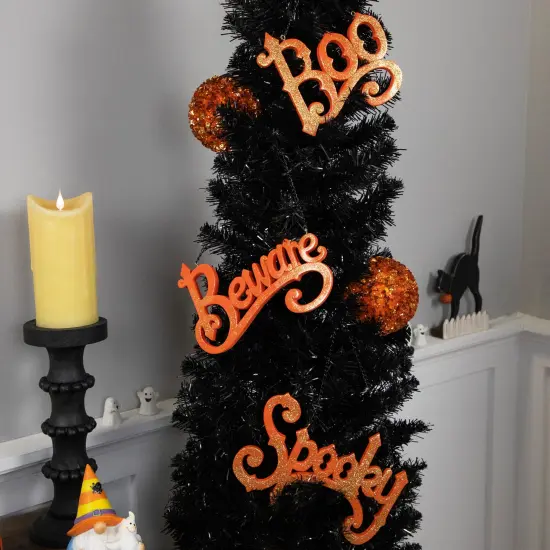 Northlight Boo, Spooky and Beware Hanging Halloween Signs - 5.75" - Set of 3 Orange {4}