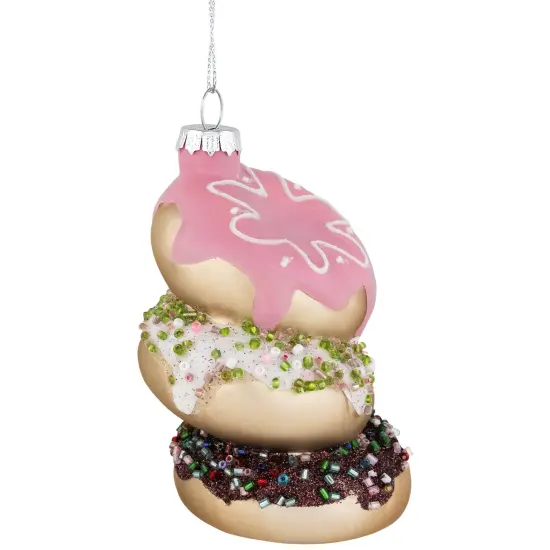 Northlight 3.75" Triple Stacked Doughnuts Glass Christmas Ornament Brown {4}