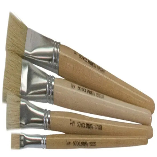 School Smart White Bristle Paint Brushes, Short Handle, Assorted Sizes, Set of 72 {3}