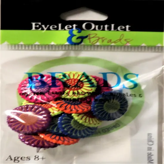 Eyelet Outlet Colored Flowers Bright Brads 12 PCS {1}