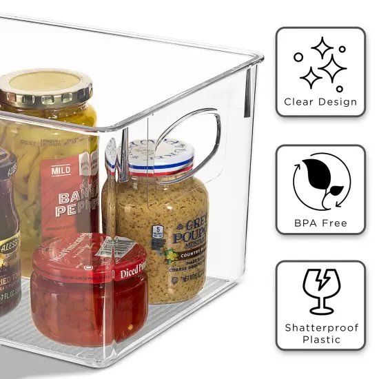 Sorbus Set of 8 Clear Fridge Organizers - Refrigerator & Pantry Bins for Organizing Food - 2 Sizes with Handles {3}