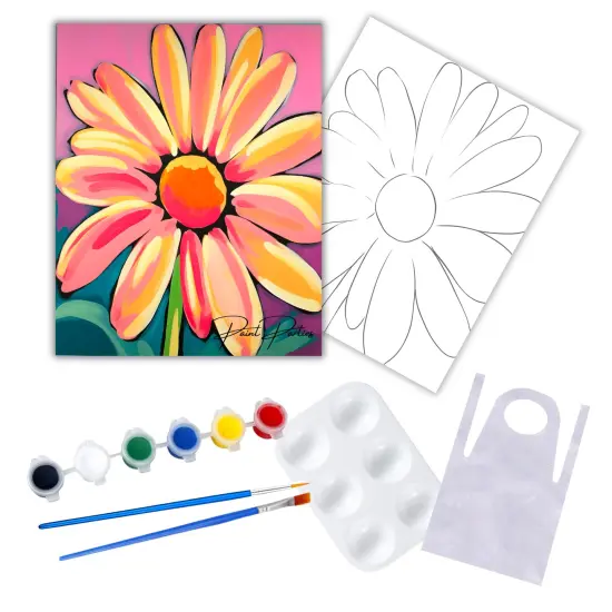 "Bright Sunflower" DIY Canvas Art Kit, Adult Beginner, Acrylic Paint Size 11x14 inch {1}