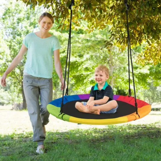 40 Inch 770 lbs Flying Saucer Tree Swing Kids Gift with 2 Tree Hanging Straps-Multicolor {1}
