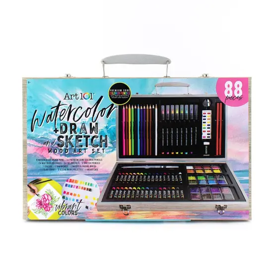 Watercolor, Draw & Sketch Wood Art Set, 88 Pieces {1}