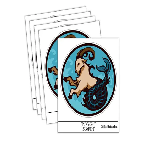Capricorn Sea Goat Mythical Creature Waterproof Vinyl Phone Tablet Laptop Water Bottle Sticker Set - 5 Pack {2}