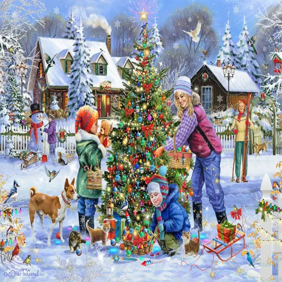 Sunsout Dressing the Tree 1000 pc Jigsaw Puzzle 61948 {1}