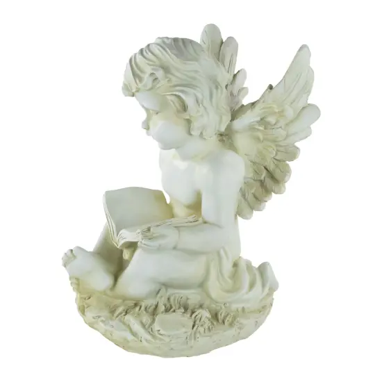 Northlight 11.5" Cherub Angel with Book Outdoor Garden Statue Ivory {4}