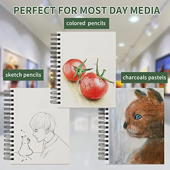 Sketch Book 5.5 X 8.5 - Spiral Sketchbook Pack of 2, SuFly 200 Sheets (68 lb/100gsm) Acid Free Sketch Pads for Drawing for Adults Spiral-Bound with Hard Cover for Kids, 100 Sheets Each {3}