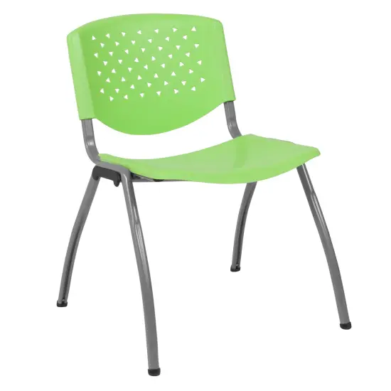 Emma and Oliver Home and Office Plastic Stack Chair with Perforated Back - Guest Chair Green {1}