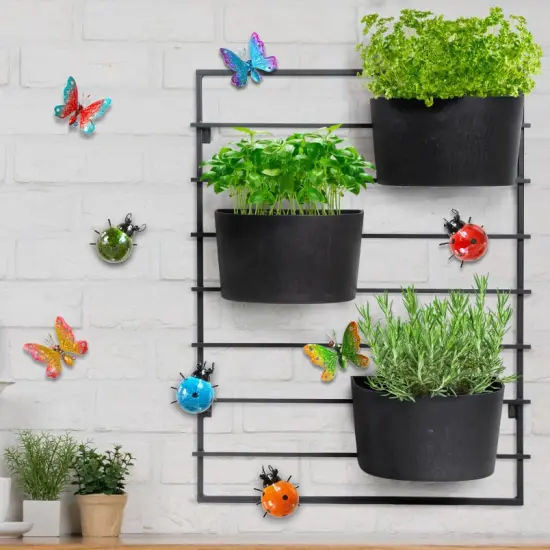 4 Pieces Metal Garden Wall Art Decorative Set ,Cute Ladybugs Outdoor Wall Sculptures {5}