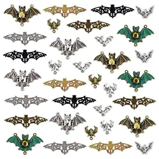 33 Pieces Bat Charms Mixed Halloween Spooky Flittermouse Flying Vampire Bat Connector Charms Pendants DIY for Jewelry Making Crafting {1}