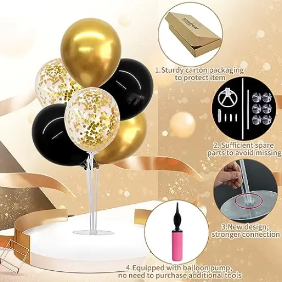 Black Gold Balloon Centerpieces for Table,Balloons Stand Kit for Black Gold Party Decorations Christmas Father's Day Engagement 50th Birthday Anniversary New Year Graduation Decorations {1}