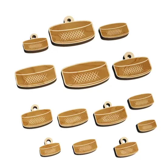 Detailed Ice Hockey Puck Sport Mini Wood Shape Charms Jewelry DIY Craft {2}
