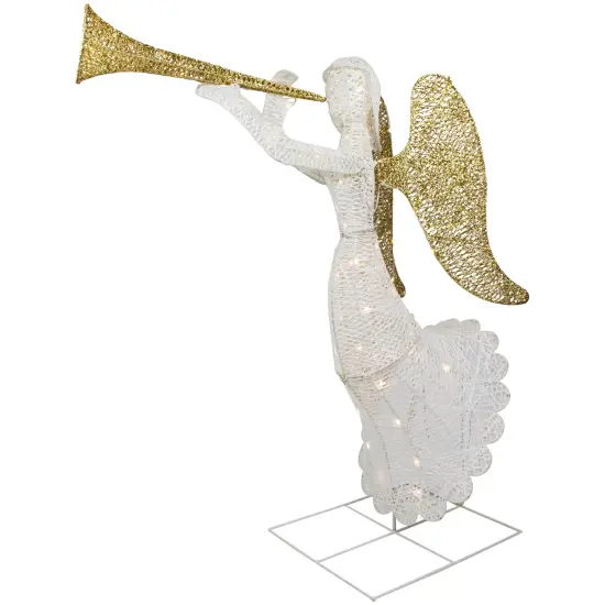 Northlight 48" LED Lighted Gold and Silver Trumpeting Angel Outdoor Christmas Outdoor Decoration {5}