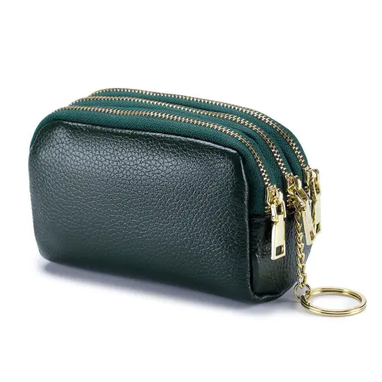 Kitcheniva Small Leather Purse With Key Ring Green {1}
