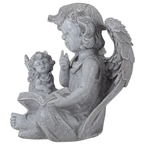 Northlight 8.25" Reading Angels with Book Outdoor Garden Statue Gray {6}