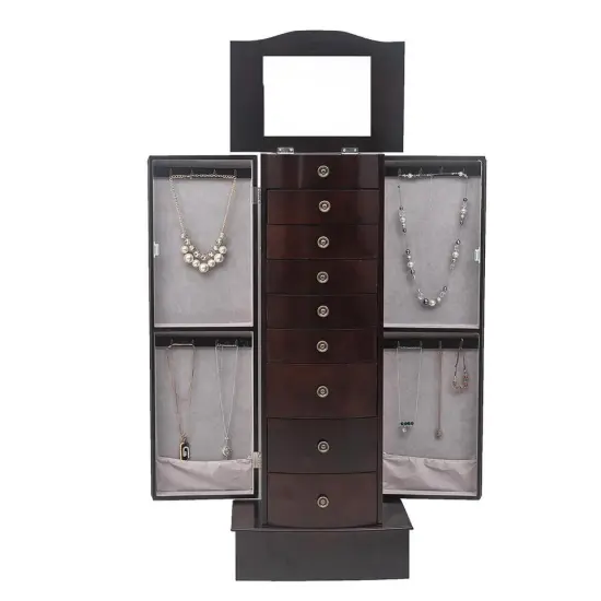Wood Jewelry Cabinet Armoire Box Storage Chest Stand Organizer. {1}