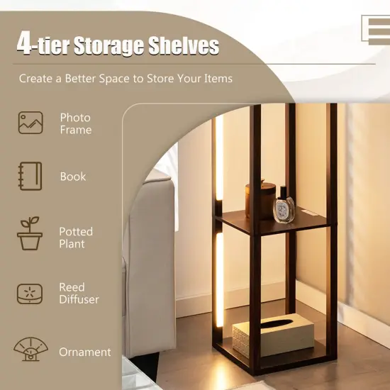 Floor Lamp with 3-Level Dimmable LED Bulbs and Rotatable LED Poles Walnut {3}