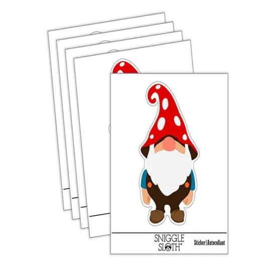Cute Bearded Garden Gnome Waterproof Vinyl Phone Tablet Laptop Water Bottle Sticker Set - 5 Pack {2}