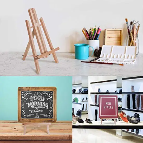 11" Small Tabletop Display Stand A-Frame Artist Easel - Beechwood Tripod, Painting Party Easel, Kids Students Classroom Table School Desktop - Portable Canvas Photo Picture Sign Holder {2}