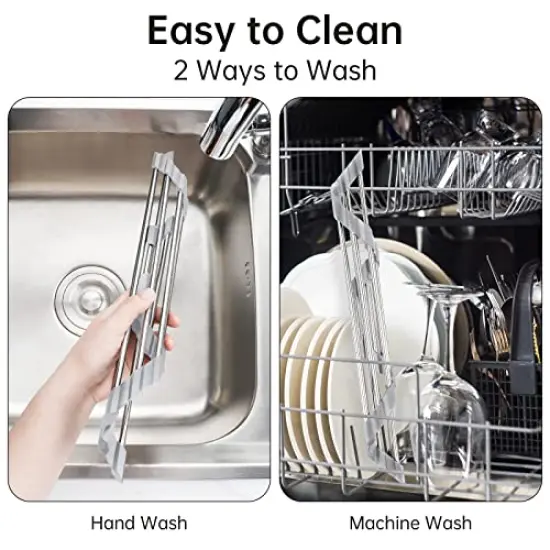 Triangle Roll-Up Dish Drying Rack for Sink Corner Small Foldable Stainless Steel Over The Sink Multipurpose Kitchen Drainer Caddy Organizer Storage Space Saver Shelf Holder (Gray) {6}