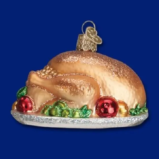 Turkey Dinner Platter Glass Ornament {3}