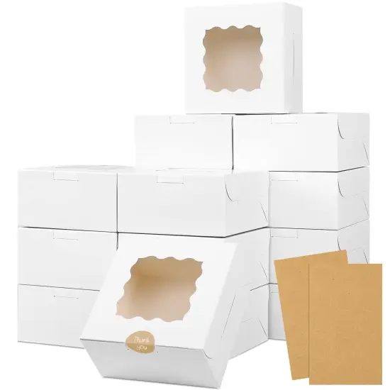 30 Pieces Bakery Boxes 6x6x3 Inches White Cookie Box with Window for Small Pie, Strawberry, Cupcake and Pastry {2}