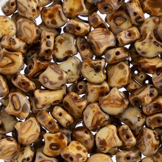 John Bead Czech Glass Opaque Ginko Beads, 50g Chalk Travertin Dark {1}