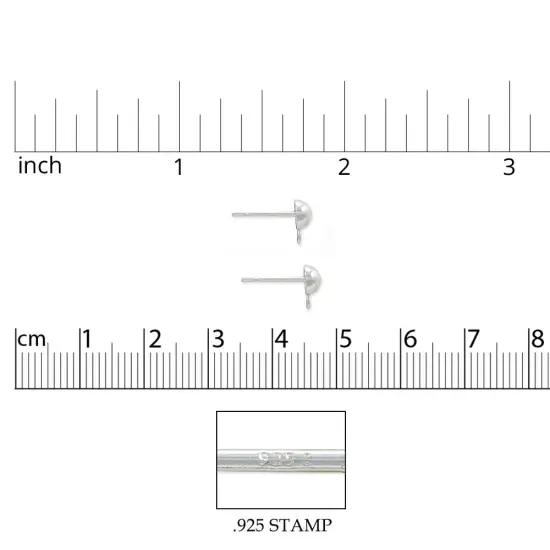 JewelrySupply Sterling Silver 5mm Half Ball Post Earrings with Open Loop (1 Pair of Sterling Silver Earrings) {2}