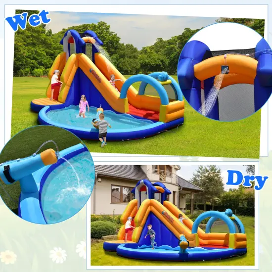 Inflatable Bouncy House with Slide and Splash Pool without Blower {3}