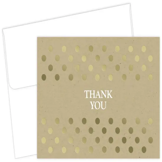 Great Papers! Thank You Note Card and White Envelope, Kraft with Gold Foil, 4.75" x 3.375"(folded), 50 count {1}
