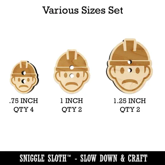 Occupation Construction Worker Builder Man Icon Wood Buttons for Sewing Knitting Crochet DIY Craft {1}