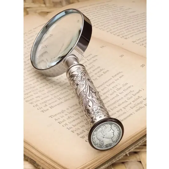 Silver Barber Dime Letter Opener and Magnifying Glass Gift Set {6}