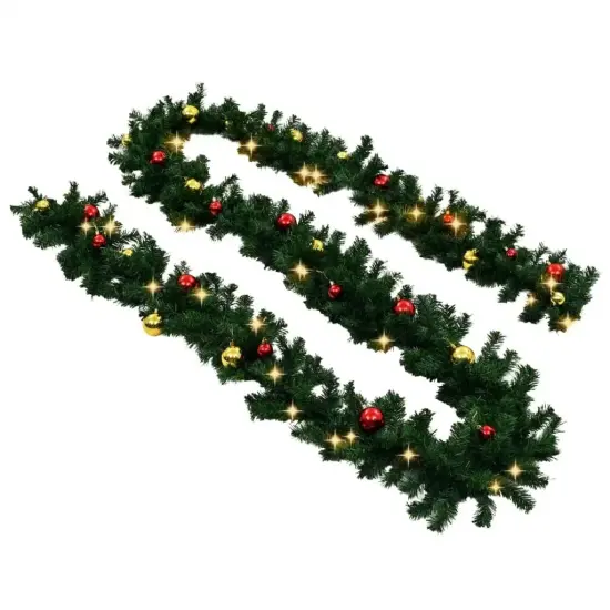 16 ft Christmas Garland with Baubles and LED Lights {2}