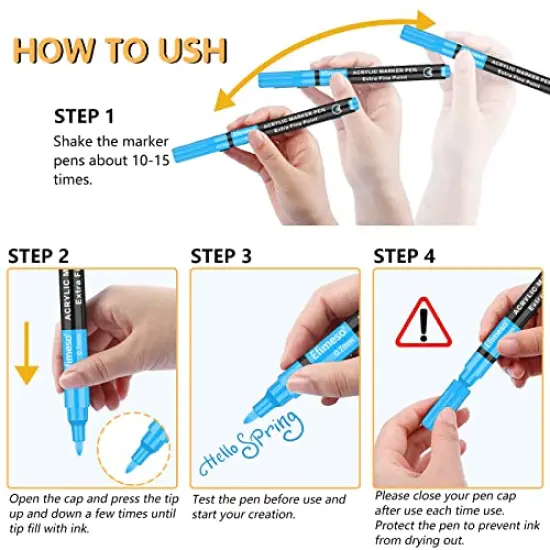 Acrylic Paint Pens, 60 Colors Acrylic Paint Marker, 0.7mm Extra Fine Paint Pens for Canvas, Rock Painting, Wood, Glass, Metal, Ceramic, stone {6}