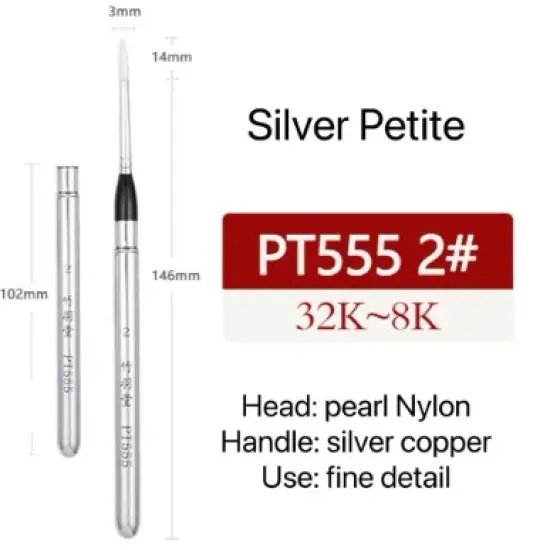 ZY TANG Silver Variety Bristle Travel Collapsible Mini Watercolor Brush Round, Flat Sliver Handle Vegan Brush Artists Gifts {1}