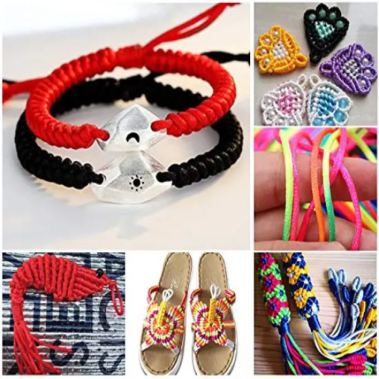 2 mm x 110 Yards Black Nylon Cord Satin String for Bracelet Jewelry Making Rattail Macrame Waxed Trim Cord Necklace Bulk Beading Thread Kumihimo Chinese Knot Craft {4}