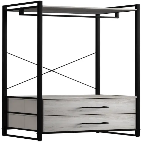 Sorbus Clothing Rack with Drawers - Clothes Stand Dresser - Wood Top, Steel Frame, & Fabric Drawers - Tall Closet Storage Organizer - Garment Rack for Hanging Shirts, Dresses, & Jackets Rustic beige {1}