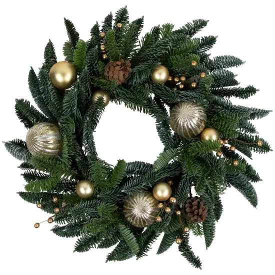 Northlight Real Touch&trade; Pre-Decorated Pine with Pine Cones Artificial Christmas Wreath- 22" - Unlit Green {1}