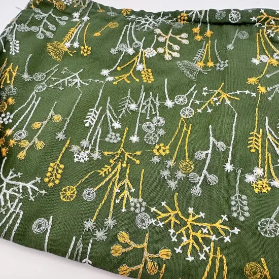 Wrapables Cosmetic Pouch, Makeup and Toiletry Travel Bag, Embroidered Grass {4}