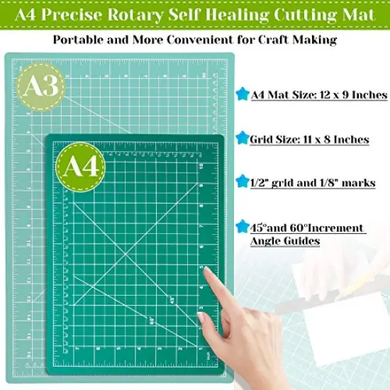 Self Healing Sewing Mats Rotary Cutter and Mat 45 mm Rotary Fabric Cutter Set with 2 Blades Rotary Cutting Mat for Crafts Fabric Quilting Hobby (9" x 12" (A4)) {4}
