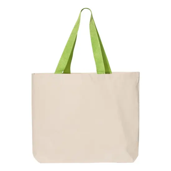 Q-Tees&reg; 11L Canvas Tote with Contrast-Color Handles Natural/ natural {4}